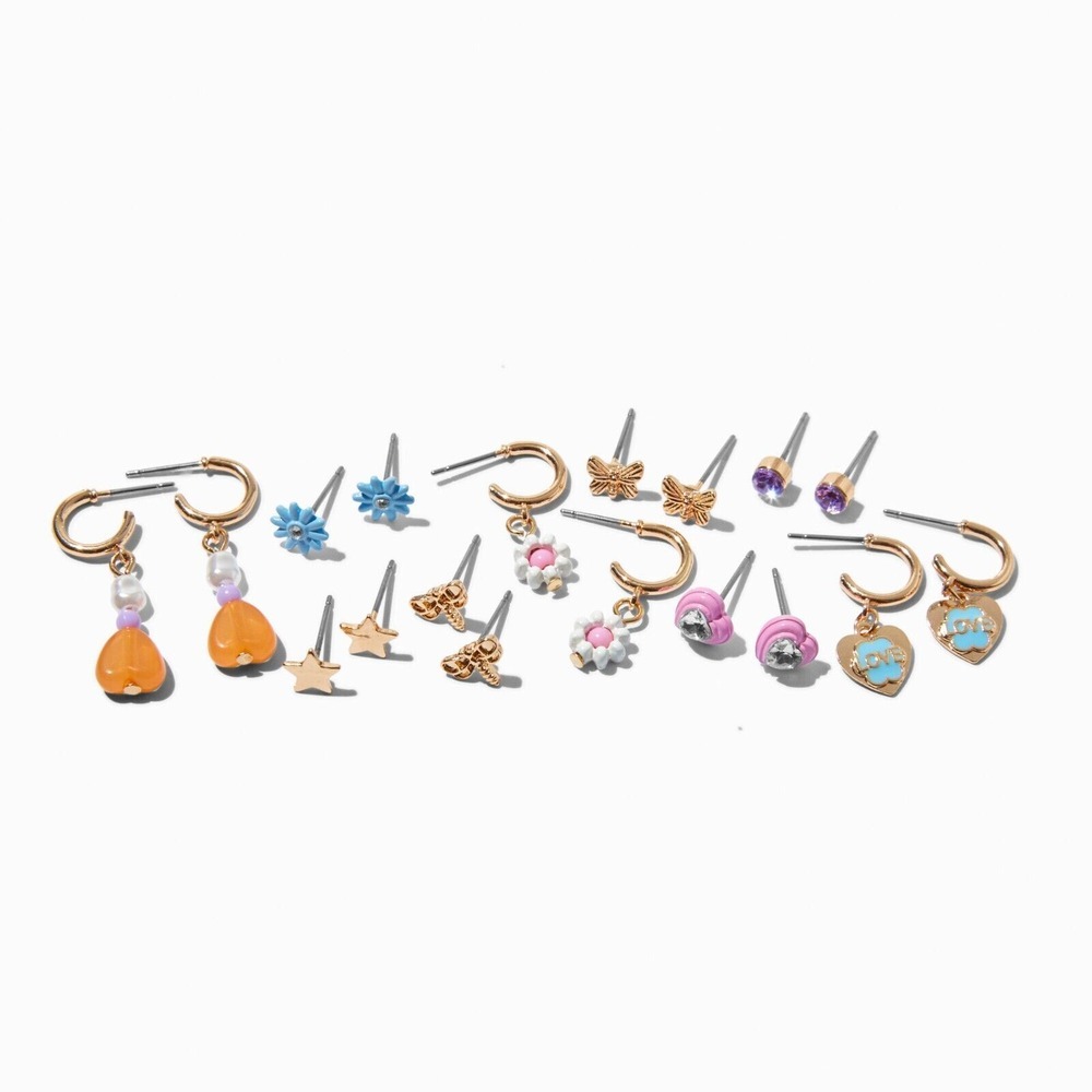 Heart Charms Earrings Set‎ - 9 Pack